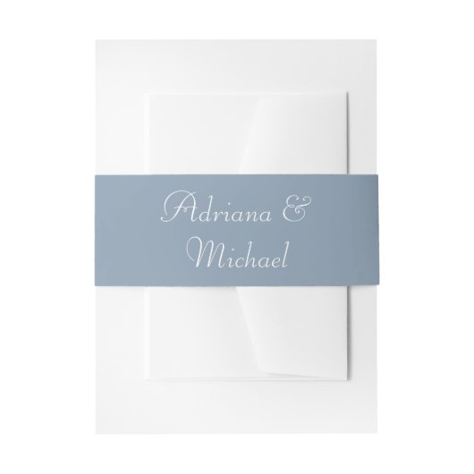 Elegant Dusty Blue Wedding Script Uitnodigingen Wikkel (Voorkant Voorbeeld)
