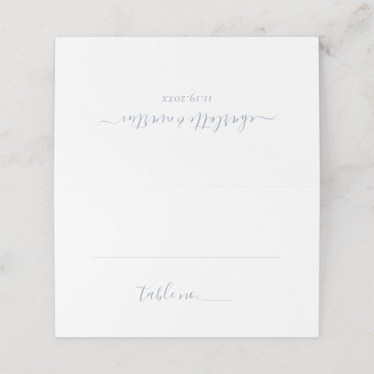 Elegant Dusty Blue Wedding Seding Table Number Plaatskaartje (Buitenkant ongevouwen)