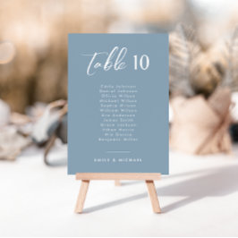 Elegant Dusty Blue Wedding Table Aantal & Namen Kaart