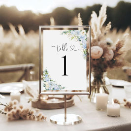 Elegant Dusty Blue Wedding Table Number Card