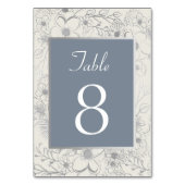 Elegant Dusty Blue Wedding Table Number Kaart (Voorkant)