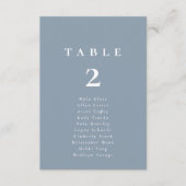 Elegant Dusty Blue Wedding Table Number Kaart (Voorkant)