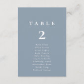 Elegant Dusty Blue Wedding Table Number Kaart (Achterkant)