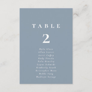 Elegant Dusty Blue Wedding Table Number Kaart