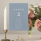 Elegant Dusty Blue Wedding Table Number Kaart