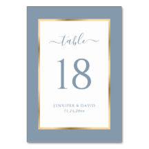 Elegant Dusty Blue Wedding Table Number