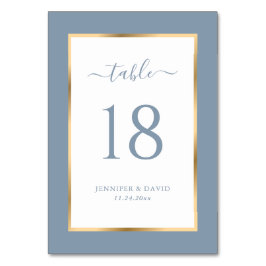 Elegant Dusty Blue Wedding Table Number Kaart