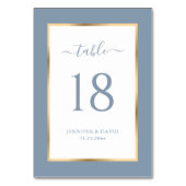 Elegant Dusty Blue Wedding Table Number Kaart (Achterkant)