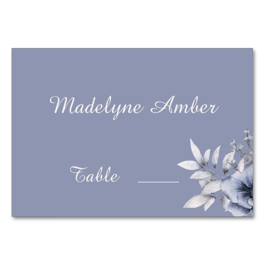 Elegant Dusty Blue Wedding Table Number Kaart (Voorkant)