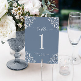 Elegant Dusty Blue Wedding Table Numbers Kaarten