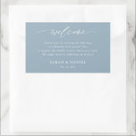 Elegant Dusty Blue Wedding Welcome Gift Rechthoekige Sticker<br><div class="desc">Elegant Dusty Blue Wedding Welcome Gift Stickers</div>