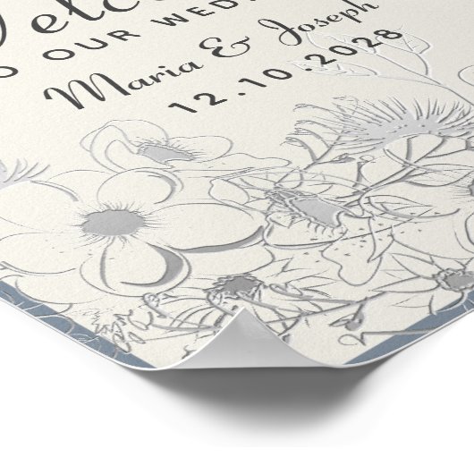 Elegant Dusty Blue Wedding Welcome Poster (Hoek)