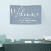 Elegant Dusty Blue Wedding Welcome Sign Banner (Beurs)