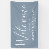 Elegant Dusty Blue Wedding Welcome Sign Banner (Verticaal)