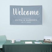 Elegant Dusty Blue Wedding Welcome Sign Banner (Beurs)