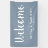 Elegant Dusty Blue Wedding Welcome Sign Banner (Verticaal)