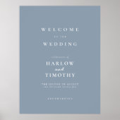 Elegant Dusty Blue Welkom Trouwteken Poster (Voorkant)