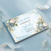 Elegant Dusty Blue White Gold Floral Sweet Sixteen Gastenboek