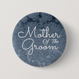 Elegant Dusty Blue White Moeder of the Groom Ronde Button 5,7 Cm