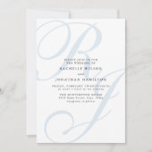 Elegant Dusty Blue White Monogram Weddenschap Kaart (Voorkant)