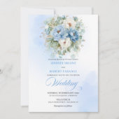 Elegant Dusty Blue White Peony Eucalyptus Wedding Kaart (Voorkant)