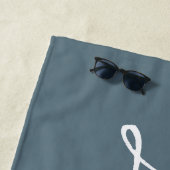 Elegant Dusty Blue White Trendy Script Name Strandlaken (In situ)