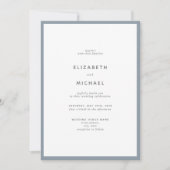 Elegant Dusty Blue & White Typography Wedding Kaart (Voorkant)
