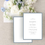 Elegant Dusty Blue & White Typography Wedding Kaart<br><div class="desc">Een prachtige typografische trouwuitnodiging voor een zomer- of herfstbruiloft. Dit prachtige, elegante ontwerp is voorzien van een stoffige blauwe rand rond een witte uitnodiging, met moderne typografie in zacht zwart-wit. Een eenvoudig, minimalistisch ontwerp. Hartelijk dank voor uw steun aan ons kleinbedrijf, dat waarderen we echt! We zijn zo blij dat...</div>