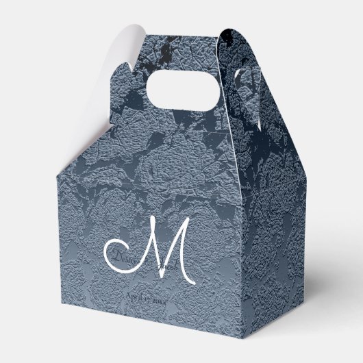 Elegant Dusty Blue White Wedding Monogram Bedankdoosjes (Achterkant)