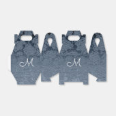 Elegant Dusty Blue White Wedding Monogram Bedankdoosjes (Uitgevouwen)