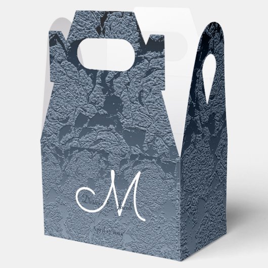 Elegant Dusty Blue White Wedding Monogram Bedankdoosjes (Geopend)