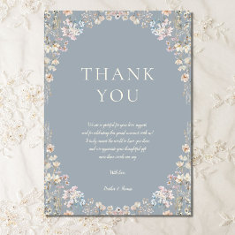 Elegant Dusty Blue Wildflower Baby Shower  Bedankkaart