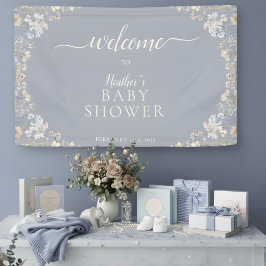 Elegant Dusty Blue Wildflower Baby Shower Party Spandoek