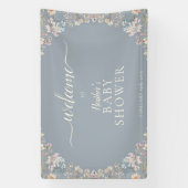 Elegant Dusty Blue Wildflower Baby Shower Party Spandoek (Verticaal)