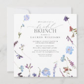 Elegant Dusty Blue Wildflower Bridal Brunch Kaart (Voorkant)