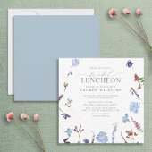Elegant Dusty Blue Wildflower Bridal Luncheon Kaart