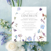 Elegant Dusty Blue Wildflower Bridesmaid Luncheon Kaart