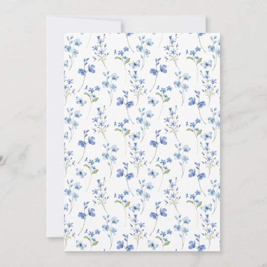 Elegant Dusty Blue Wildflower bruiloft Kaart (Achterkant)