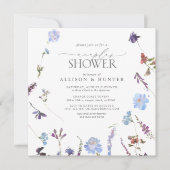 Elegant Dusty Blue Wildflower Couples Shower Kaart (Voorkant)