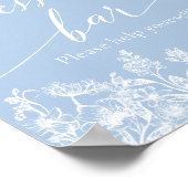 Elegant Dusty Blue Wildflower Dessert Bar Sign Poster (Hoek)
