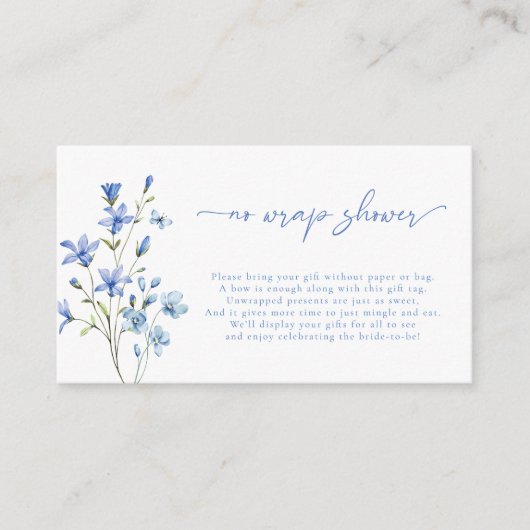 Elegant Dusty Blue Wildflower Geen Wrap Informatiekaartje (Voorkant)