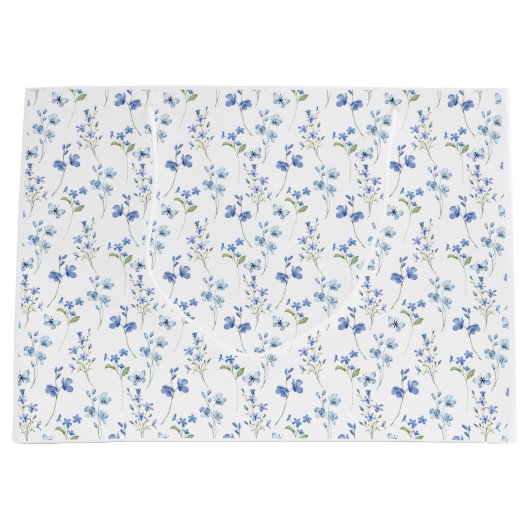 Elegant Dusty Blue Wildflower Groot Cadeauzakje (Voorkant)