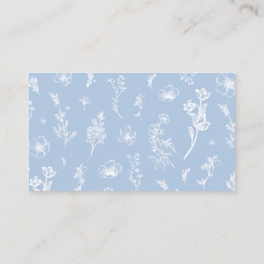 Elegant Dusty Blue Wildflower Het Panty spel Informatiekaartje (Achterkant)