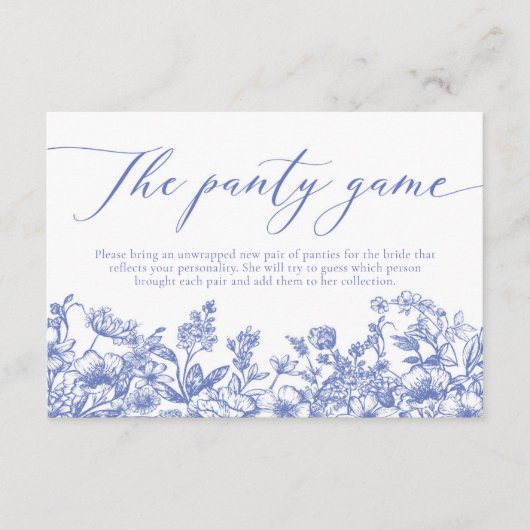 Elegant Dusty Blue Wildflower Het Panty spel Informatiekaartje (Voorkant)
