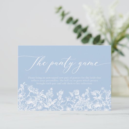 Elegant Dusty Blue Wildflower Het Panty spel Kaart (Staand voorkant)