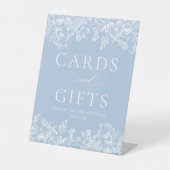 Elegant Dusty Blue Wildflower Kaarten en cadeaubor Reclamebord Met Voetstuk (Voorkant)