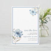 Elegant Dusty Blue Wildflower QR Code Bruiloft Save The Date (Staand voorkant)