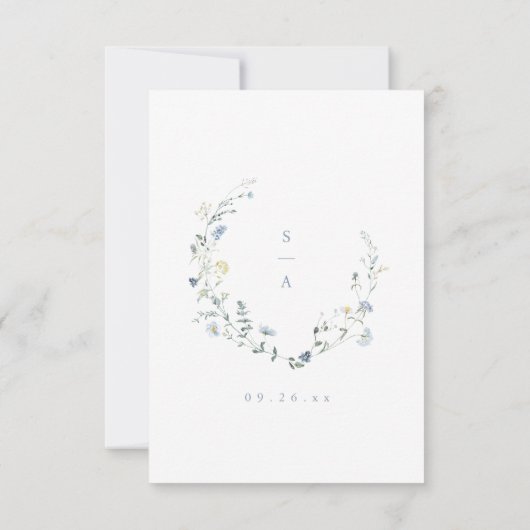 Elegant Dusty Blue Wildflower Rustic Boho QR code RSVP Kaartje (Achterkant)