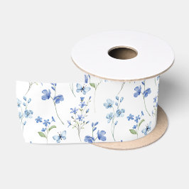 Elegant Dusty Blue Wildflower Satijnen Lint