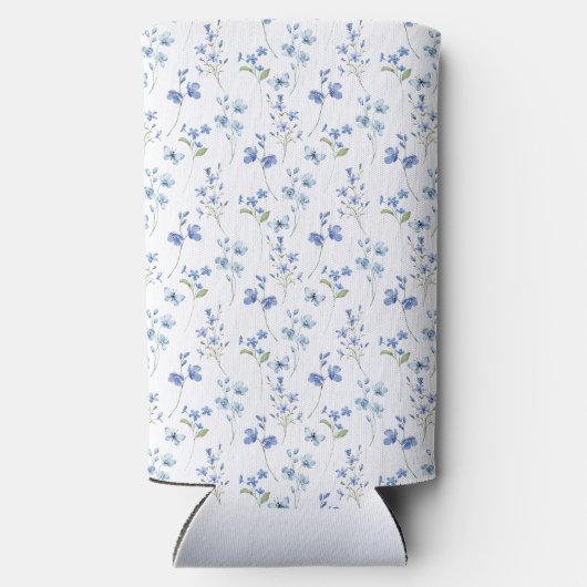 Elegant Dusty Blue Wildflower Seltzer Blikjeskoeler (Achterkant)